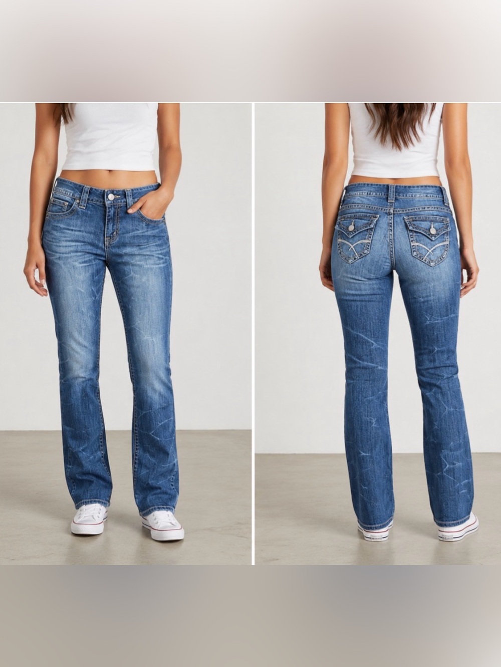 Theoria Slim Straight Y2K Jeans Medium Wash Japanese Denim Low Rise 28x29